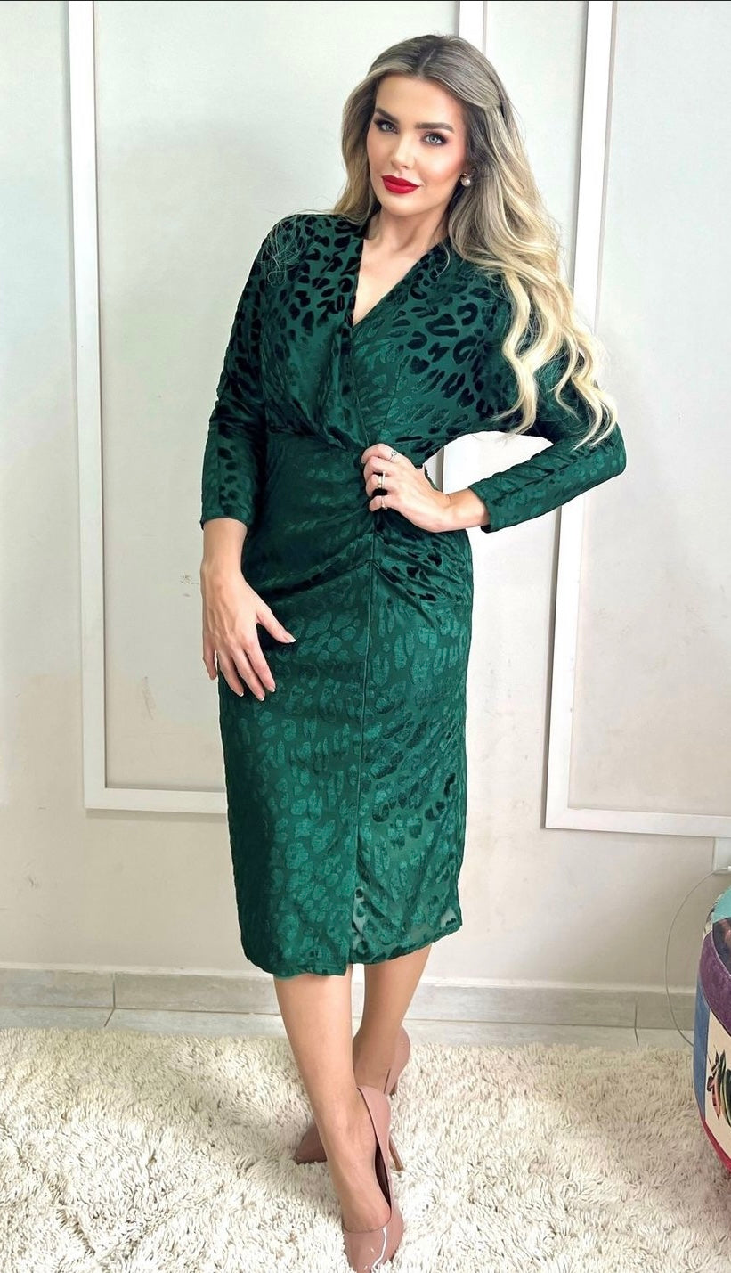 CLOSET LONDON GREEN WRAP  MIDI DRESS