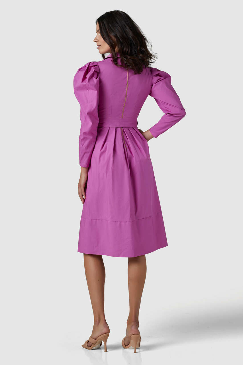 Closet London Pink Puff Sleeve Wrap Dress