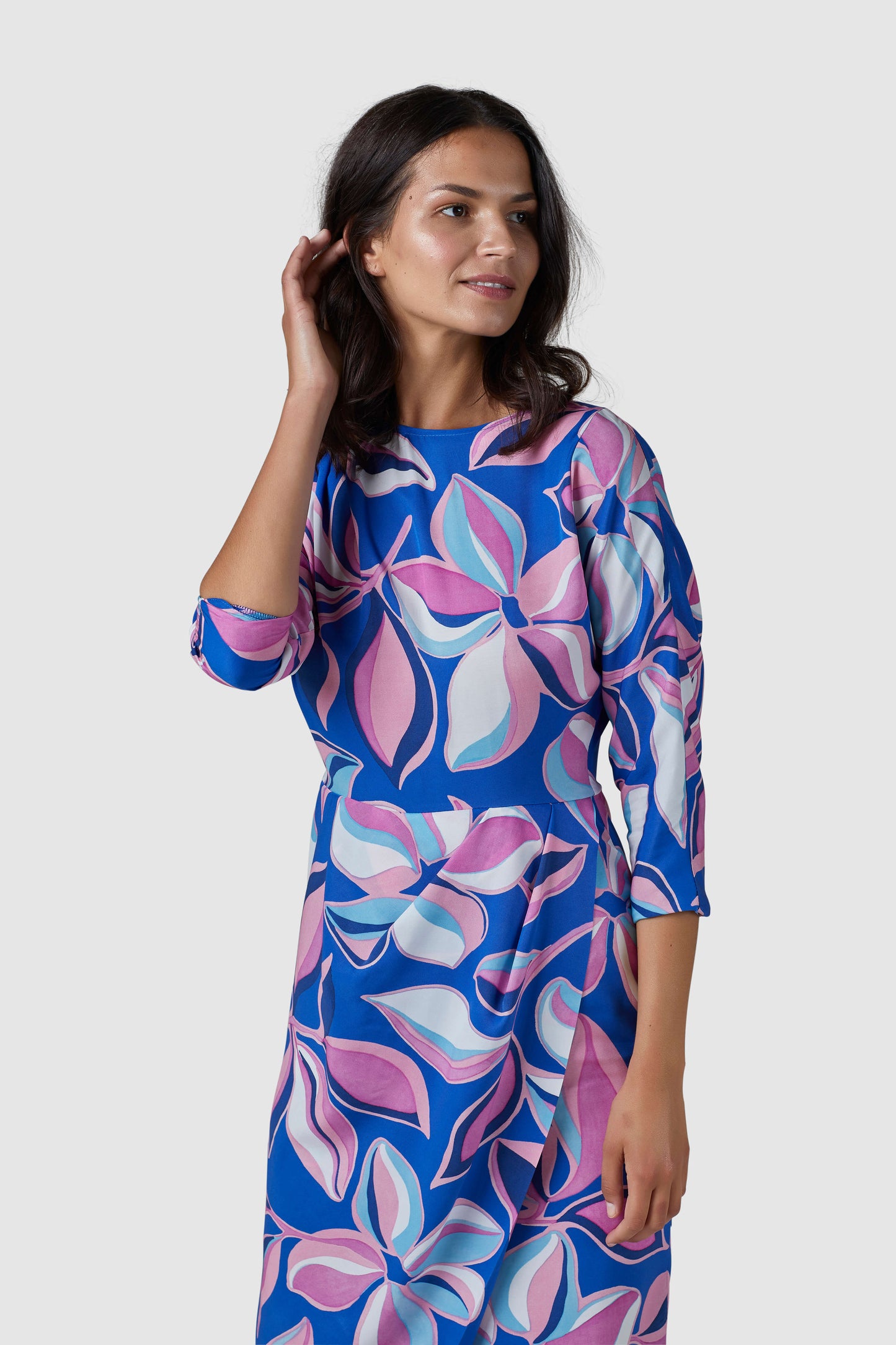 Closet London Blue Floral Print Pencil Dress