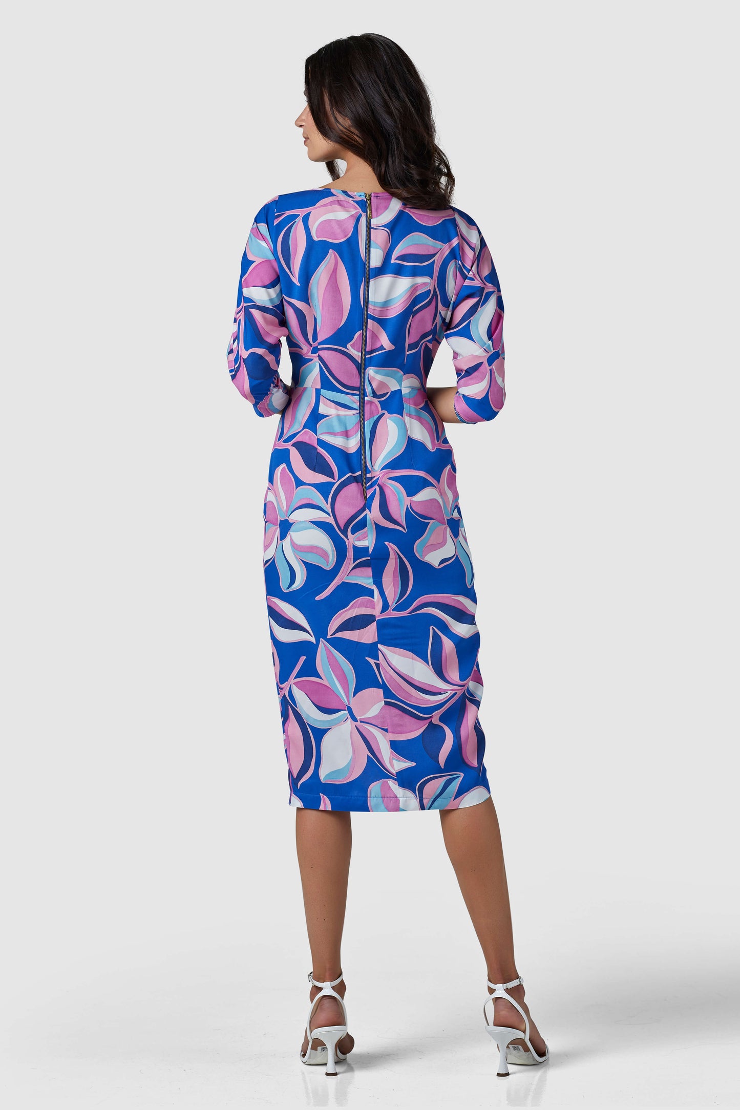 Closet London Blue Floral Print Pencil Dress