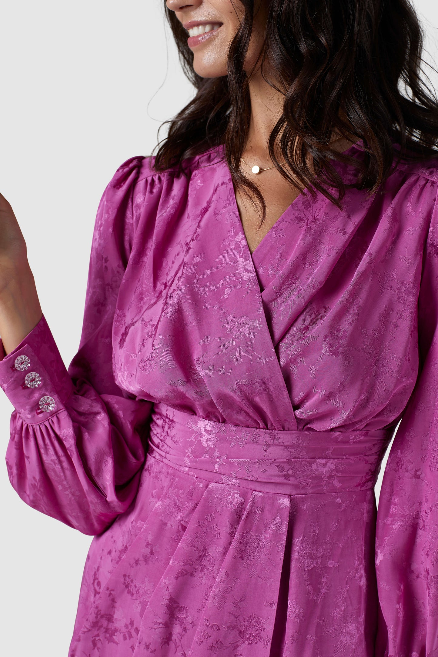 Closet London Pink Floral Jacquard Wrap Pencil Dress
