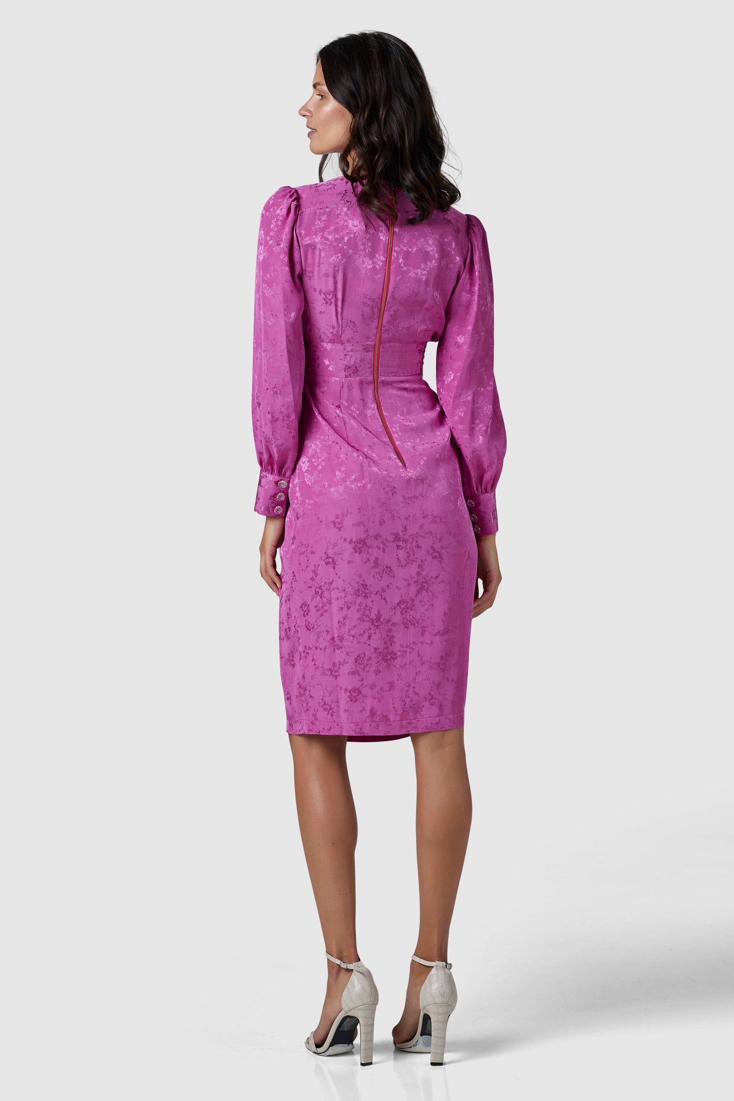 Closet London Pink Floral Jacquard Wrap Pencil Dress