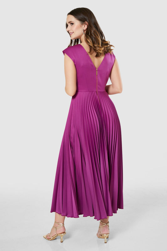 CLOSET LONDON PURPLE PLEATED MIDI DRESS
