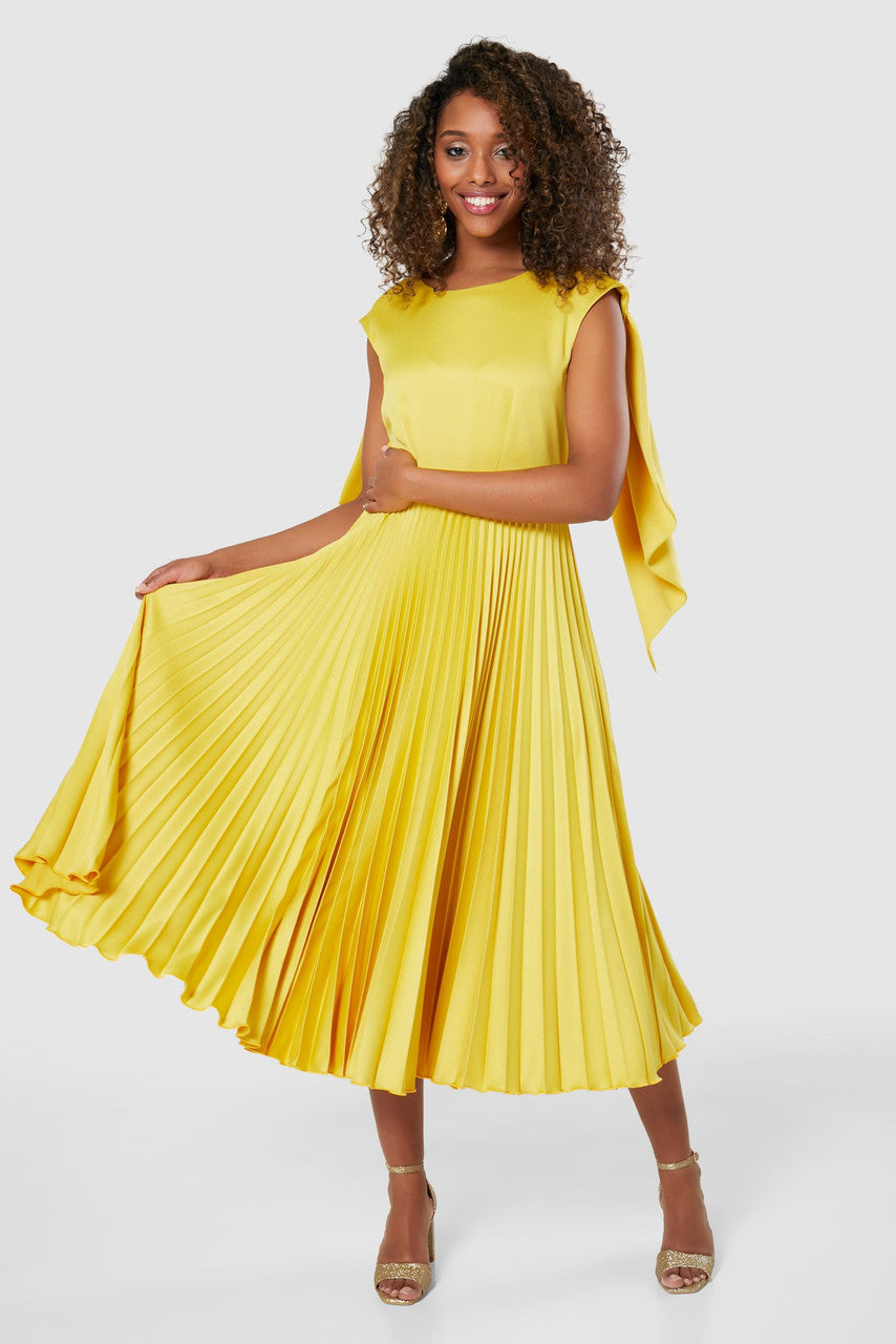 Closet London pleated Mustard dress