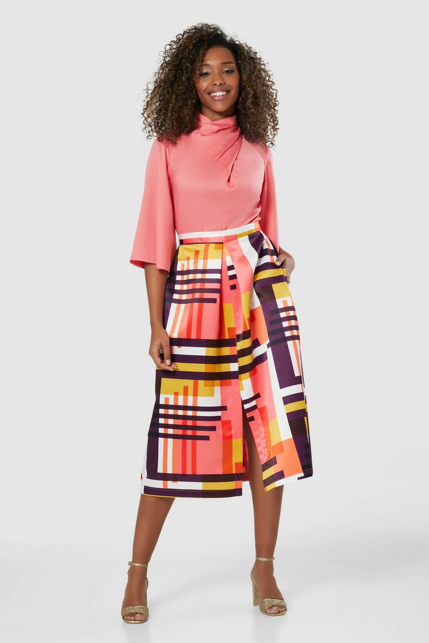 CLOSET LONDON CORAL PINK 2-IN-1 TWIST NECK MIDI DRESS