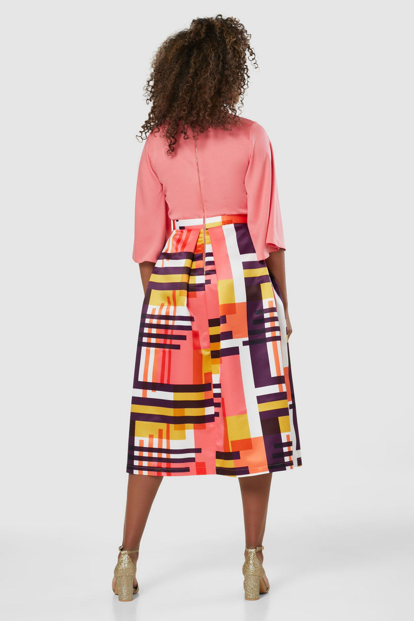 CLOSET LONDON CORAL PINK 2-IN-1 TWIST NECK MIDI DRESS