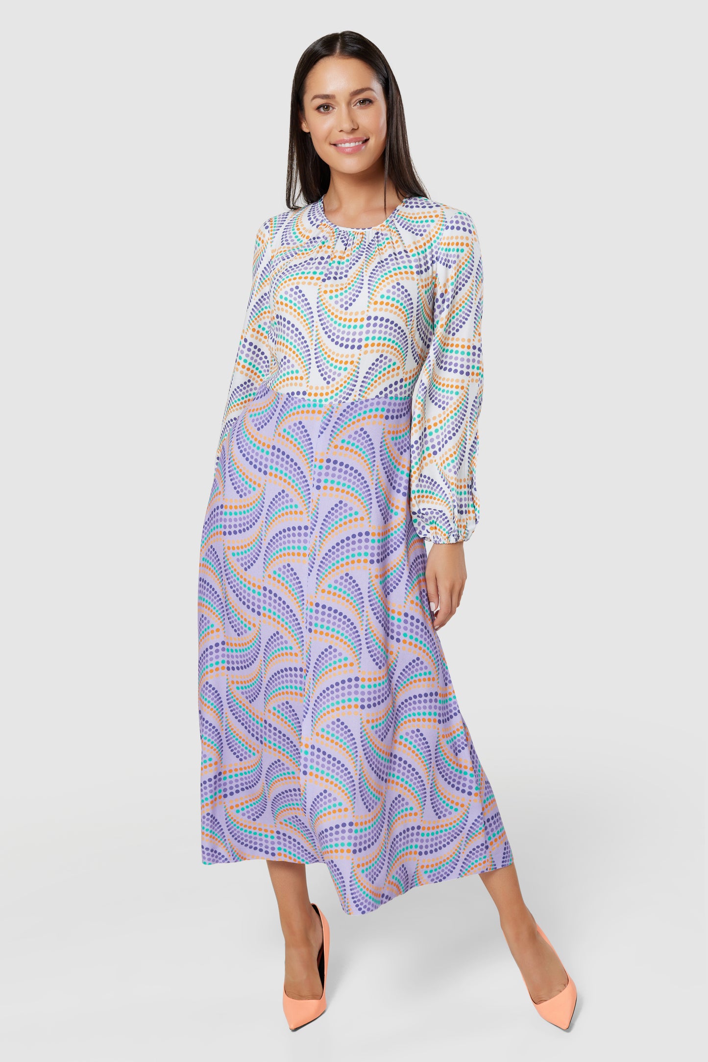 CLOSET LONDON PURPLE LILAC PRINT A-LINE MIDI DRESS