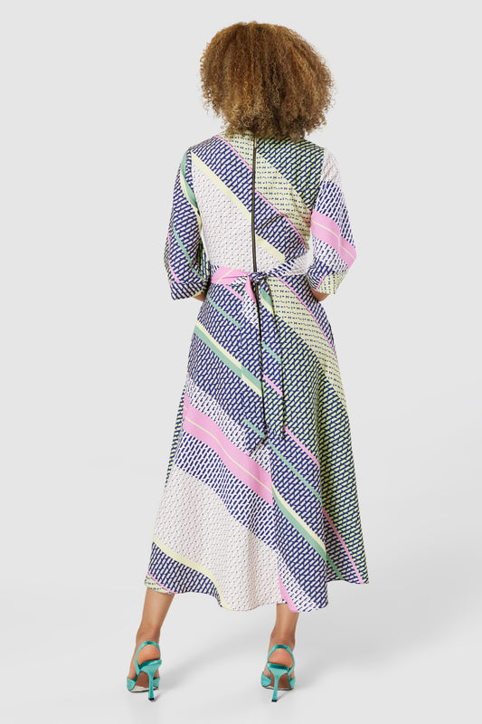 CLOSET LONDON LIME GREEN HIGH-LOW WRAP MIDI DRESS