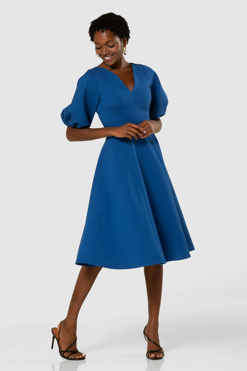 Closet London Royal Blue Puff Sleeve Dress