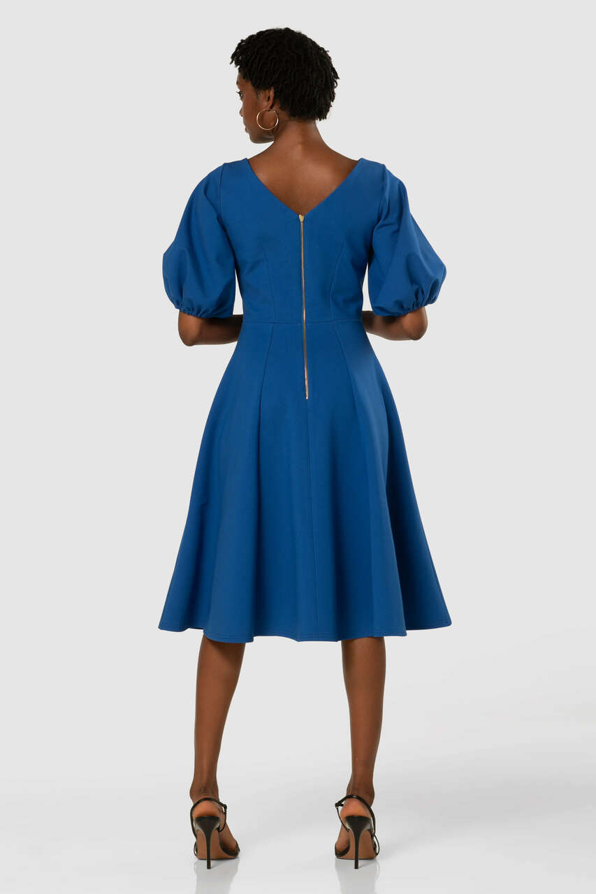 Closet London Royal Blue Puff Sleeve Dress