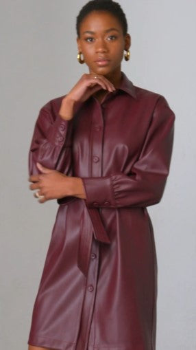 PIA B PU SHIRT DRESS