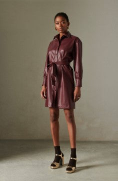 PIA B PU SHIRT DRESS