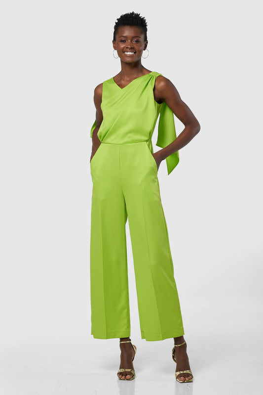 Closet London lime green drape jumpsuit