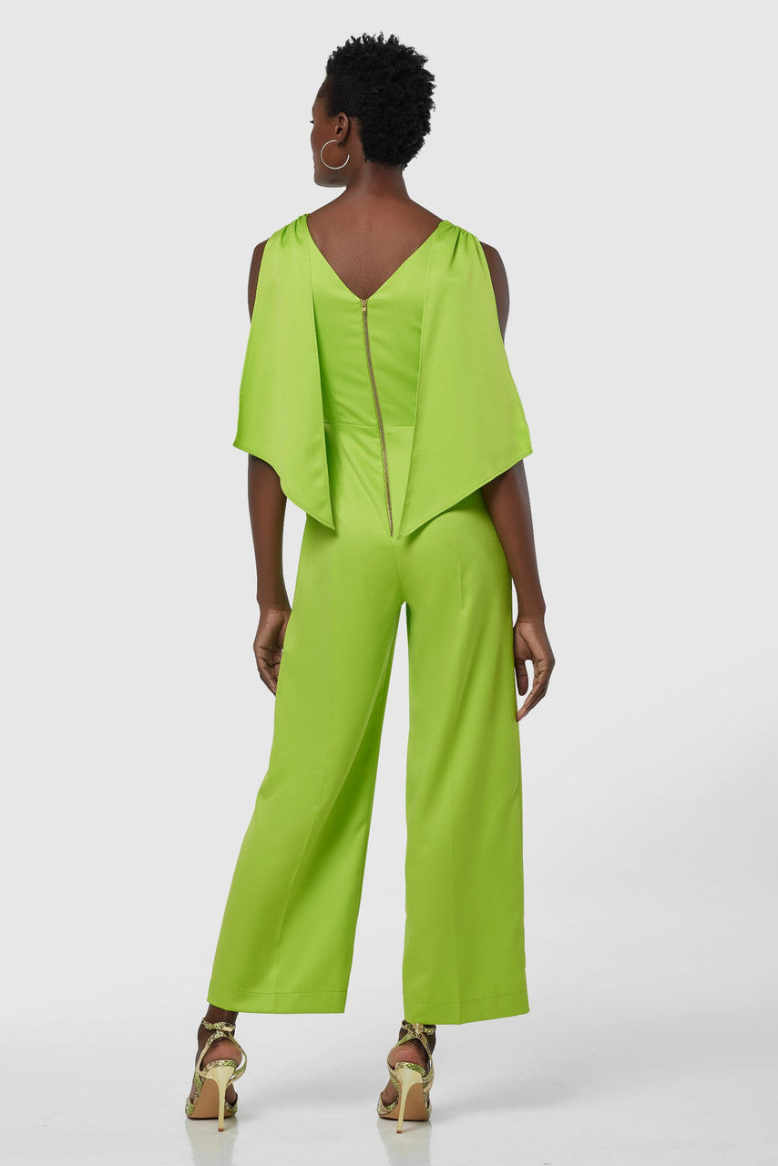 Closet London lime green drape jumpsuit