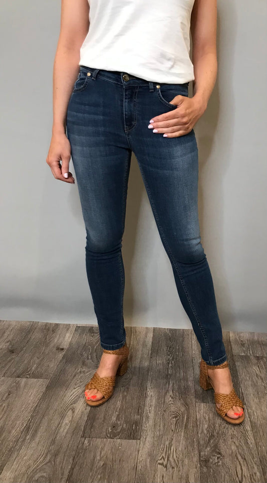 Pia B Slim Leg Mid Denim Jeans