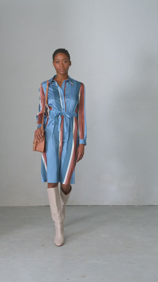 PIA B Full Length Stripe Shirt Dress